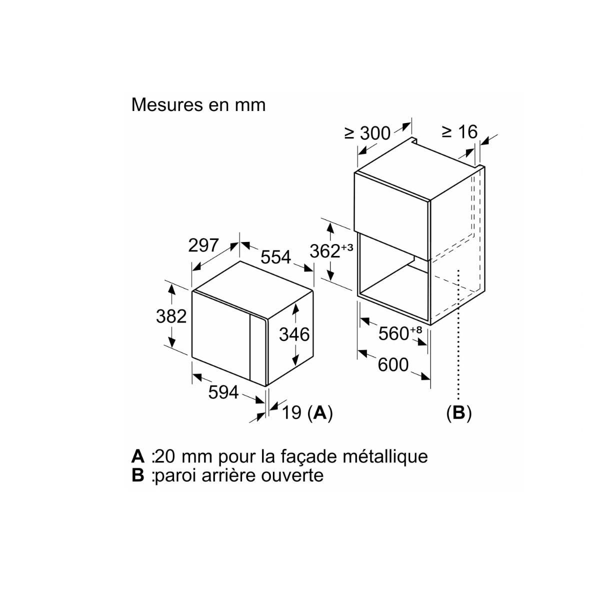 BOSCH Micro-ondes solo 20l 800w encastrable inox - BFL523MS1F