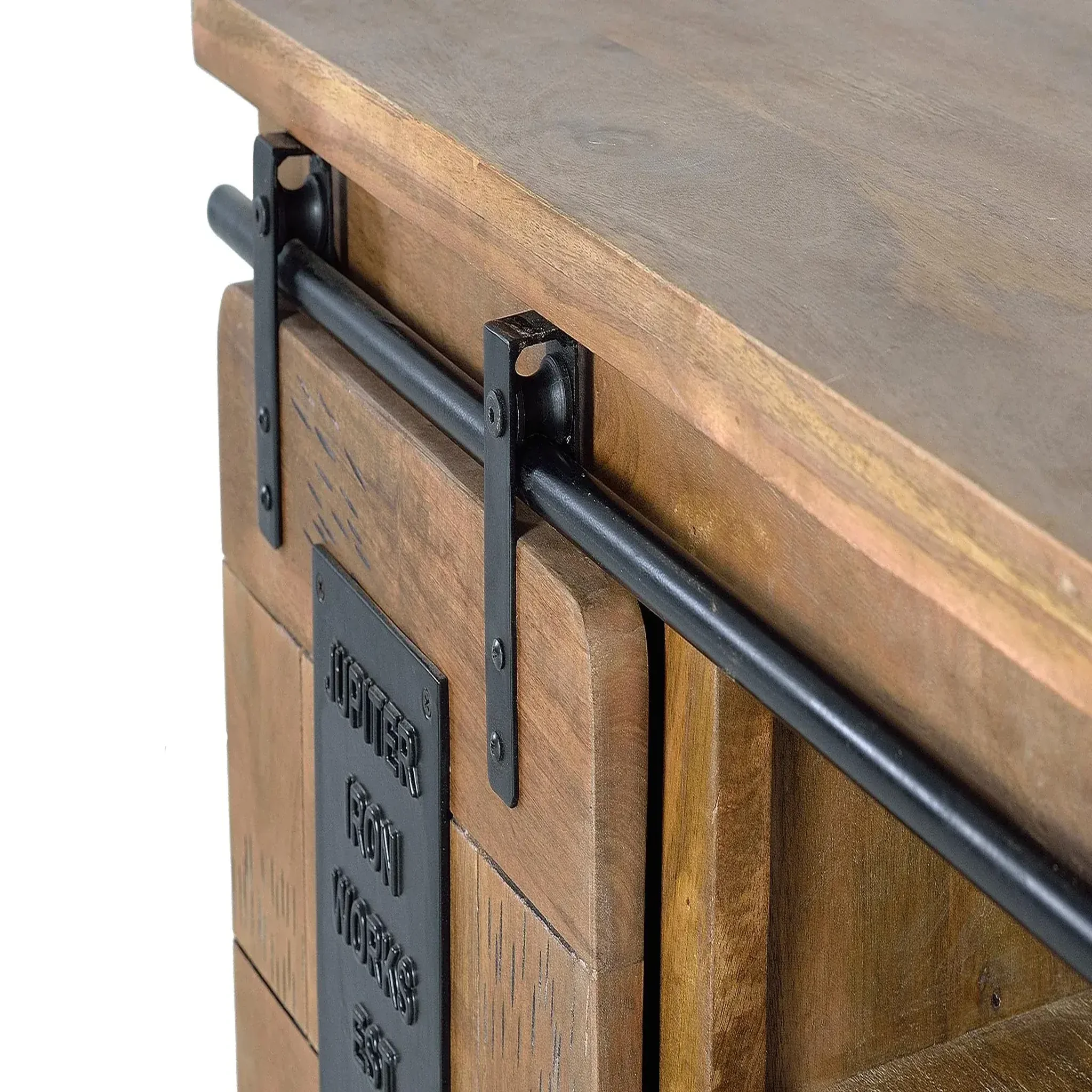 Voir la diapositive 4 : GINER Y COLOMER SL Meuble tv en bois de manguier 90 cm style industriel