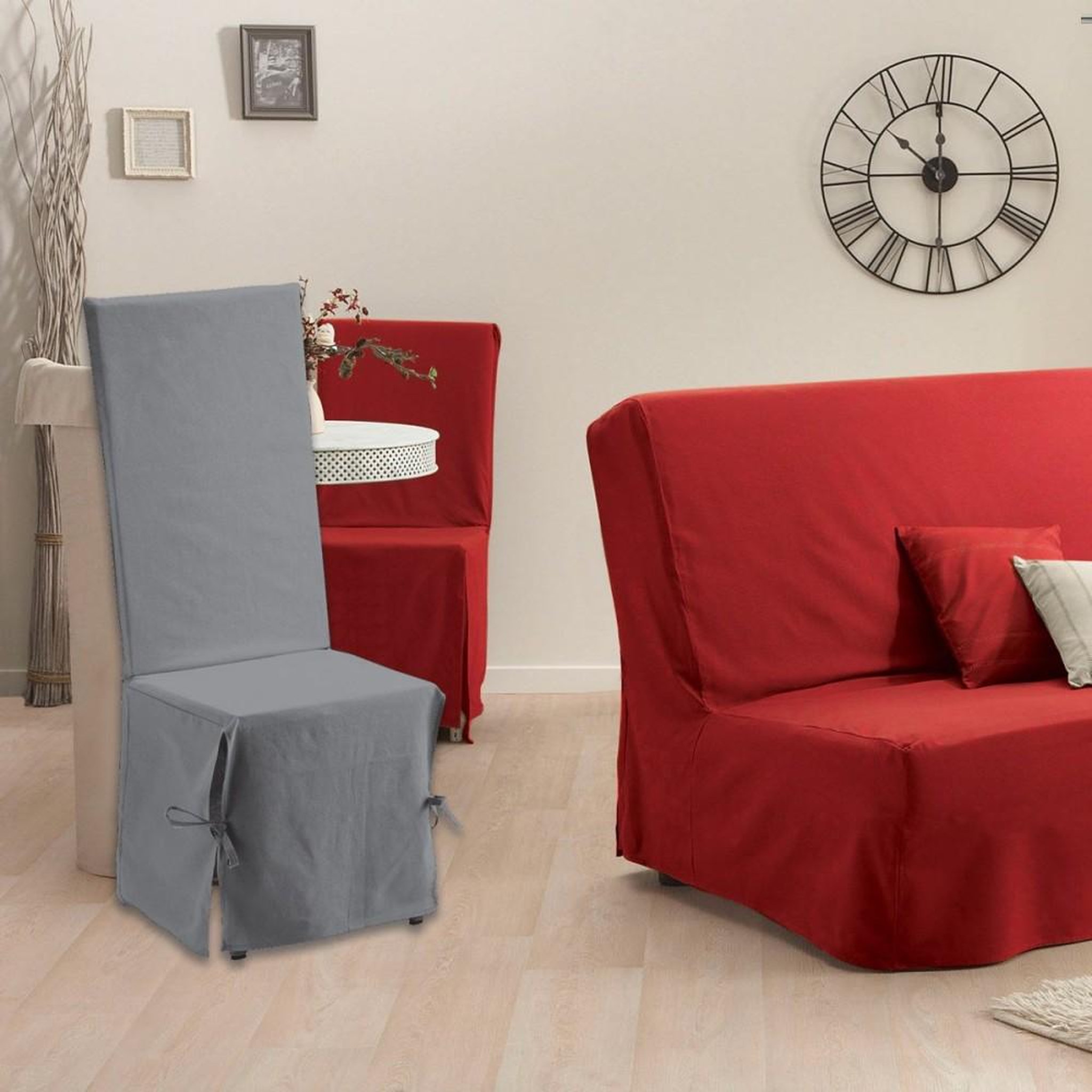 Voir la diapositive 2 : ATELIER DU COTON Housse de chaise Renato gris coton