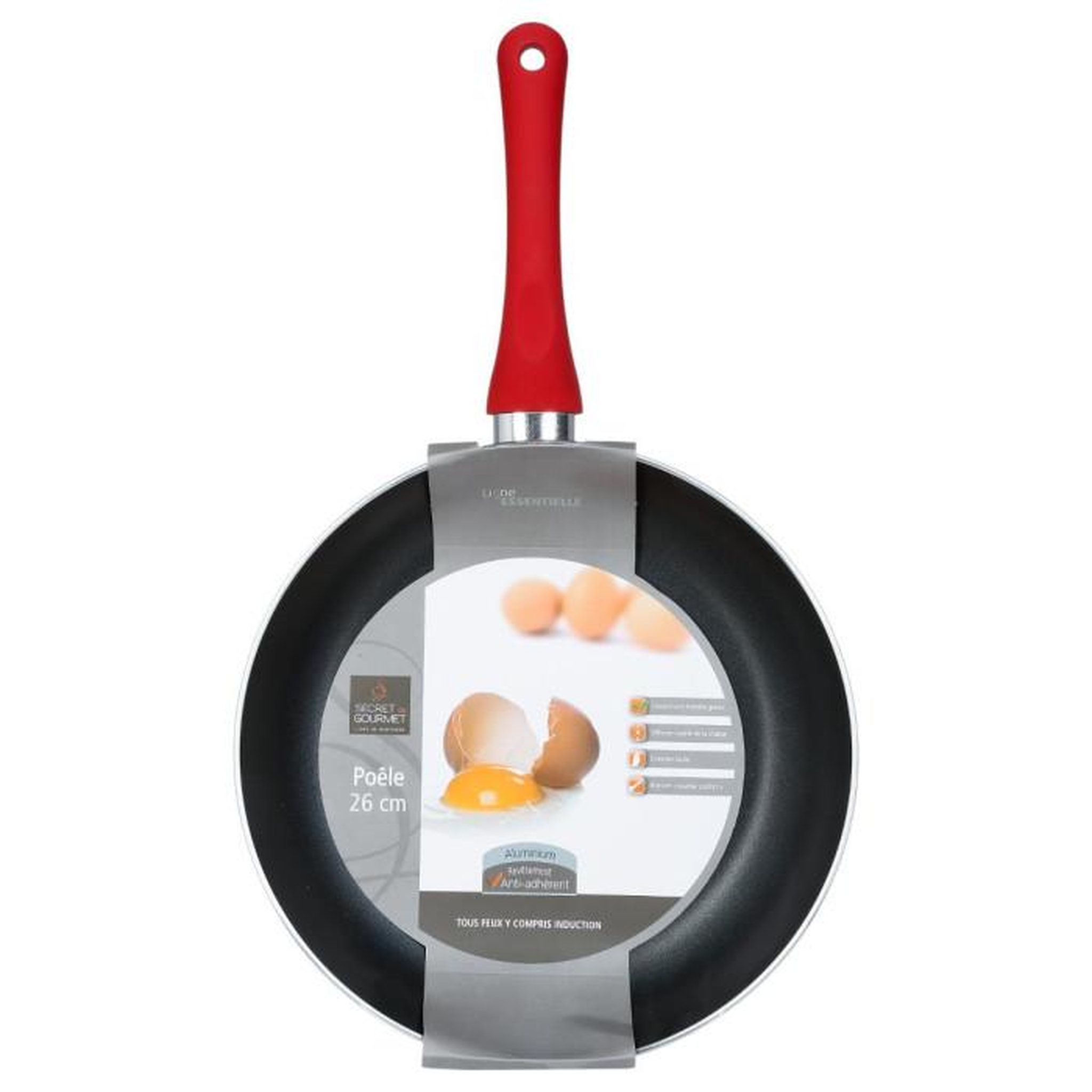 Voir la diapositive 3 : FIVE Poêle en Aluminium  Essentielle  26cm Rouge