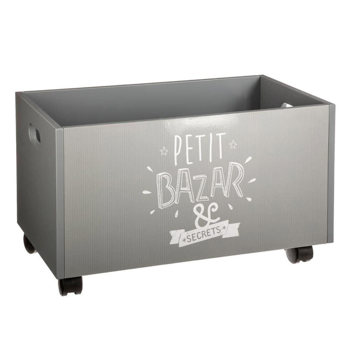 Atmosphera Kids Coffre à Jouets à Roulettes  Petit Bazar  48cm Gris