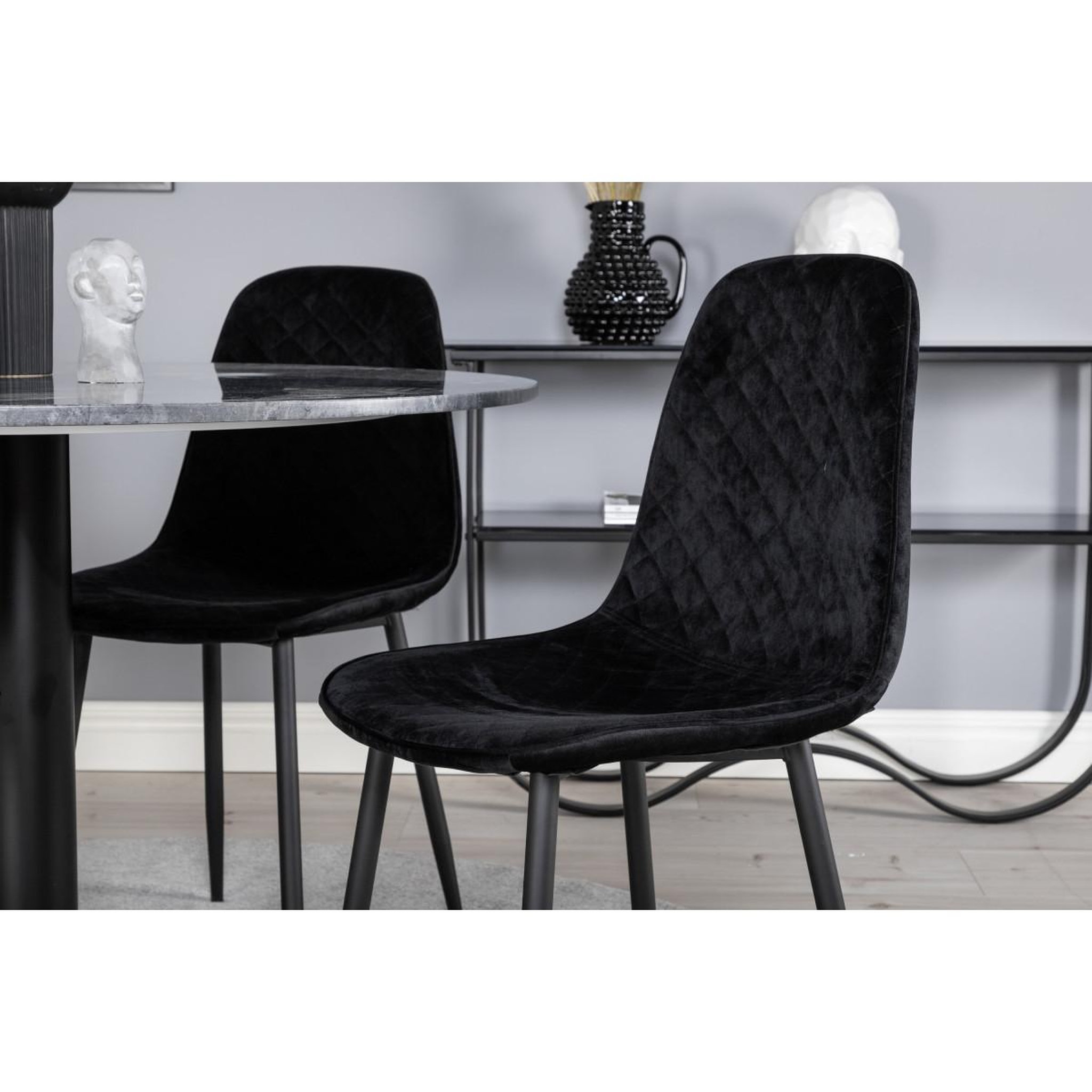 Voir la diapositive 5 : Paris Prix Ensemble table à manger & 4 chaises design  estelle i & polar  106cm gris foncé & noir