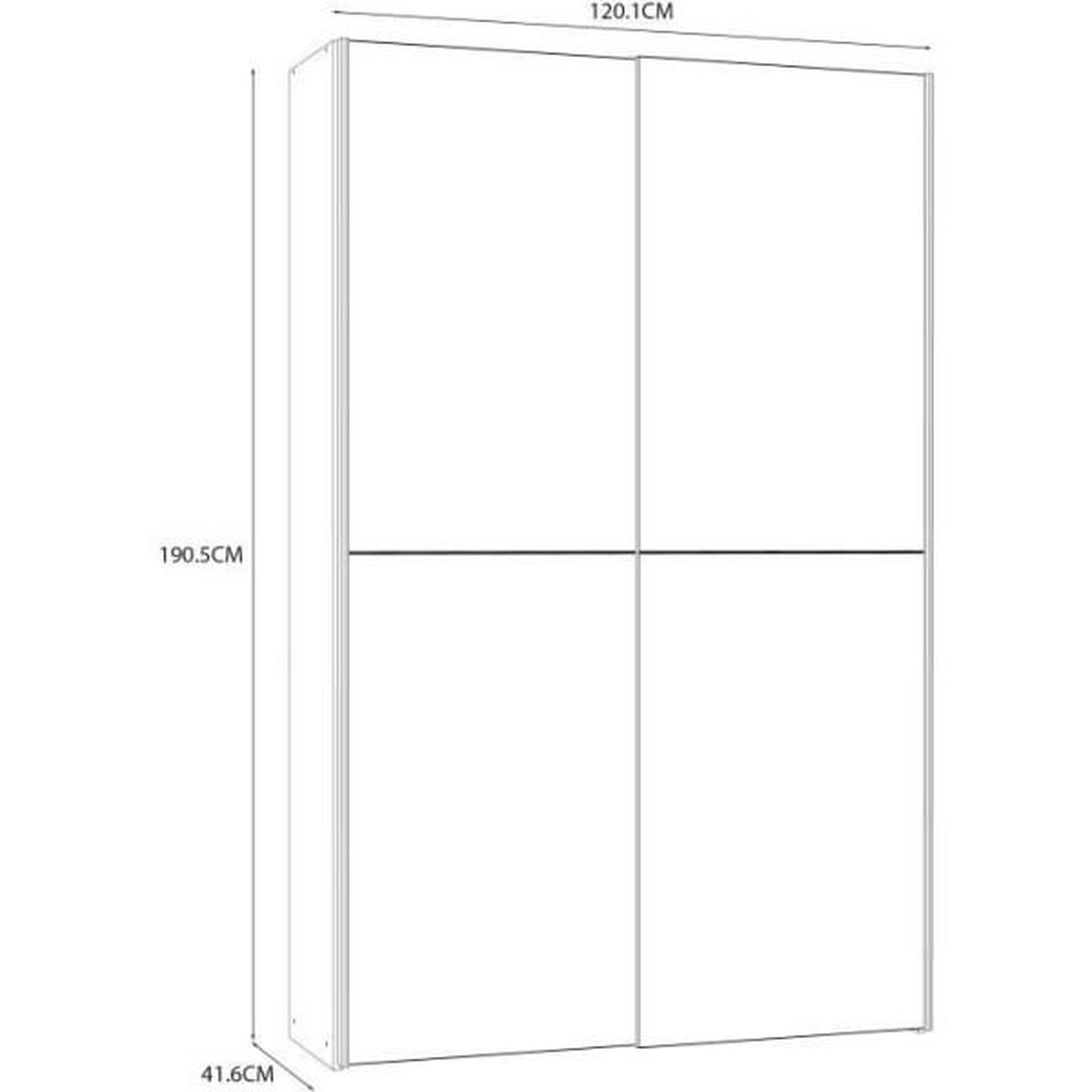 Voir la diapositive 4 : MARKET24 Armoire 2 portes coulissantes multifonction - Blanc mat - L 120 x P 41,6 x H 190,5 cm - OZZULA