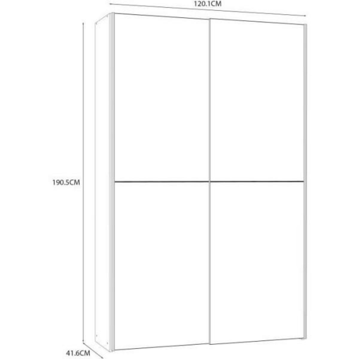 MARKET24 Armoire 2 portes coulissantes multifonction - Blanc mat - L 120 x P 41,6 x H 190,5 cm - OZZULA