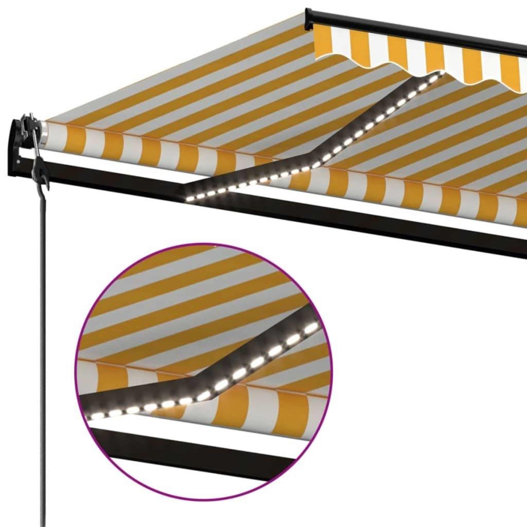 Voir la diapositive 5 : VIDAXL Auvent automatique capteur de vent/LED 350x250cm Jaune et blanc