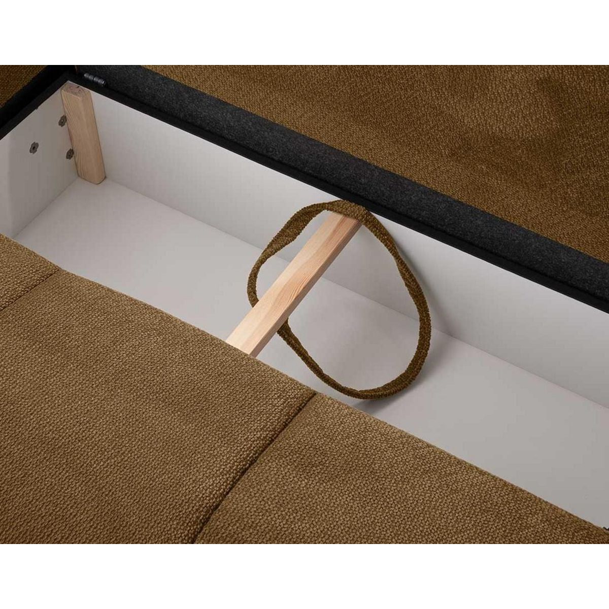 BEST MOBILIER Leonie - canapé d'angle droit 4 places convertible avec coffre en velours texturé