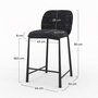 Voir la diapositive 4 : MAISON PAVANE Lot de 2 chaises pour ilot central 65,5 cm en tissu texturé noir-Bento