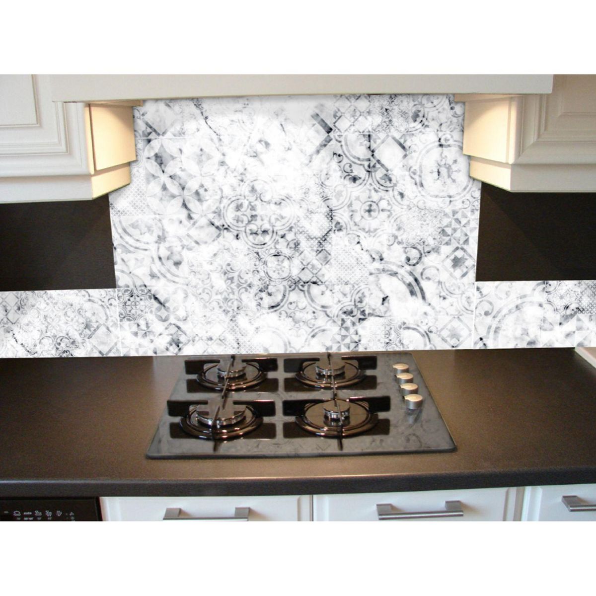 HABITABLE Crédence adhésive en alu imitation Marbre - L. 20 x l. 20 cm - Blanc