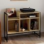 Voir la diapositive 2 : ID MARKET Meuble vinyle, buffet de rangement 100cm DETROIT bois et noir design industriel