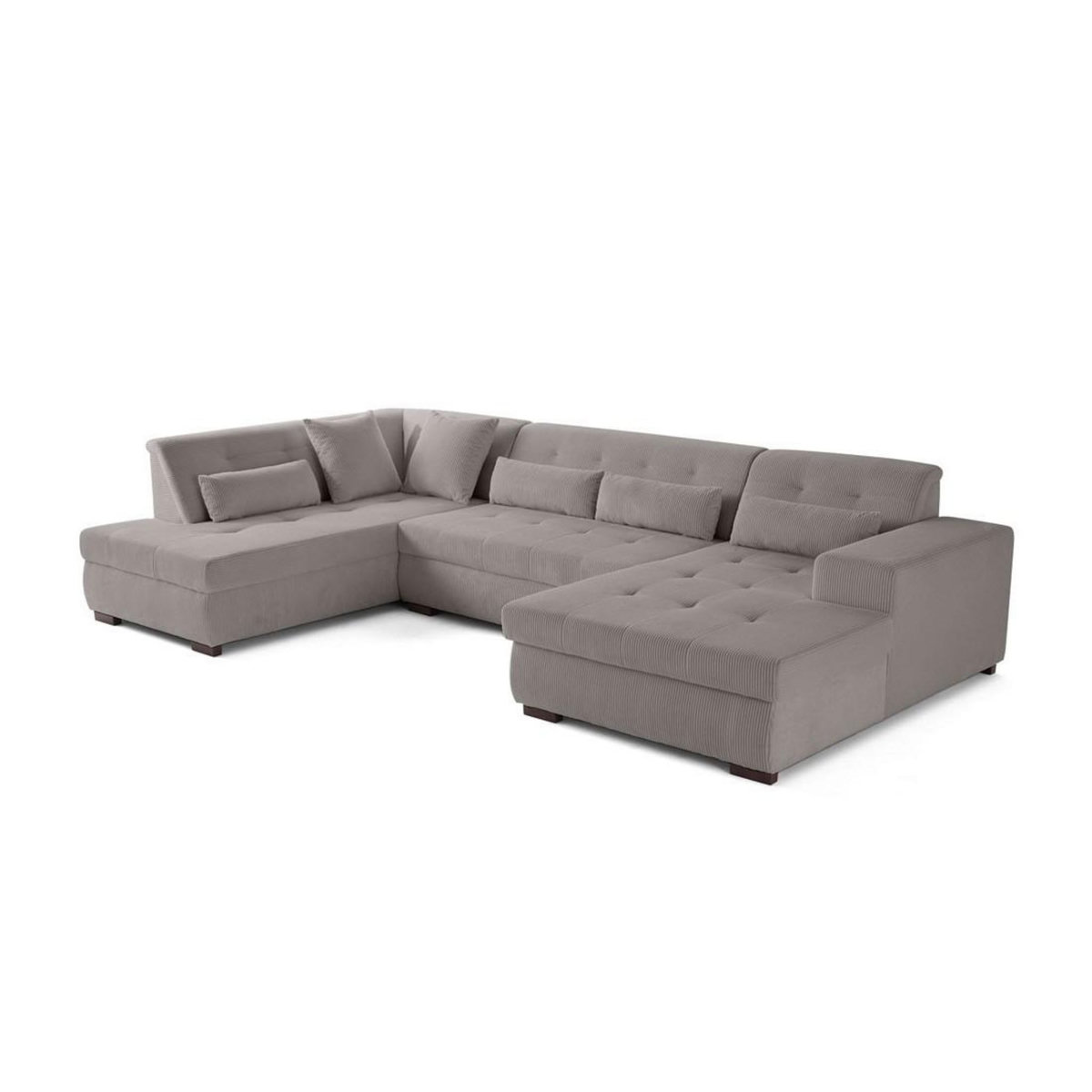 LISA DESIGN Vermont - canapé panoramique d'angle gauche - 7 places - en velours côtelé