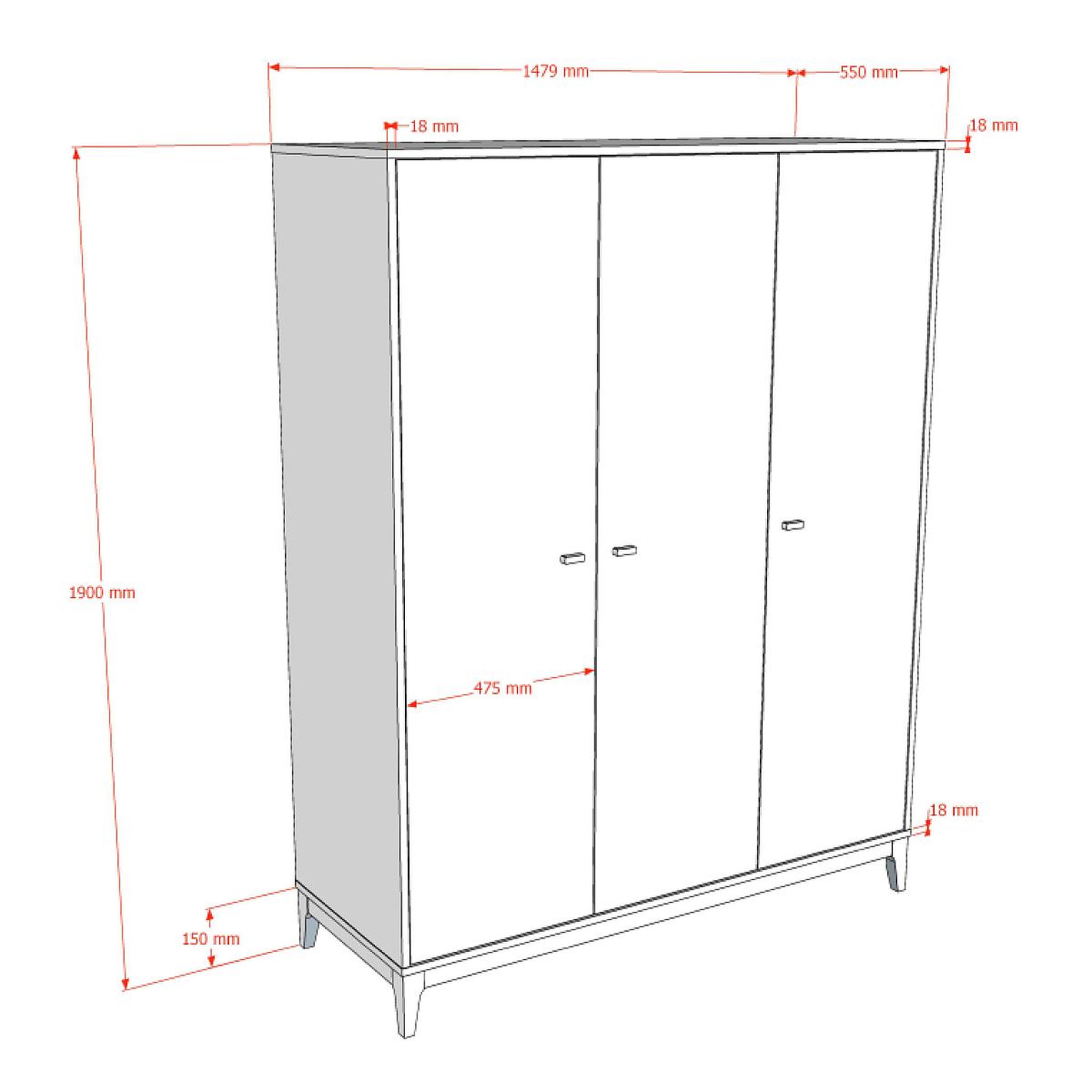 Voir la diapositive 3 : Vipack Armoire ilyas 3 portes noyer