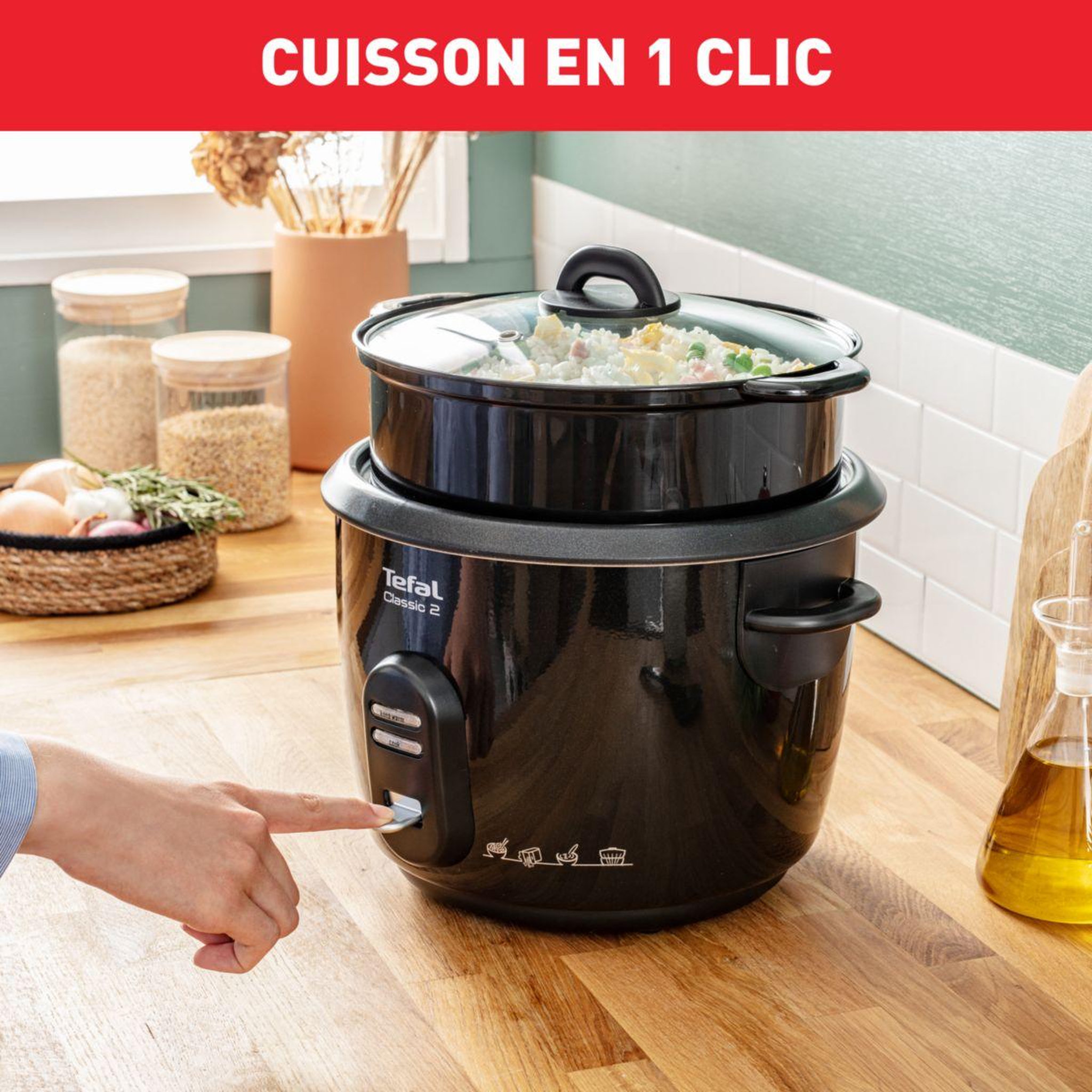 Voir la diapositive 4 : TEFAL Cuiseur riz RK103811 CLASSIC 2 NOIR METALISE 10C
