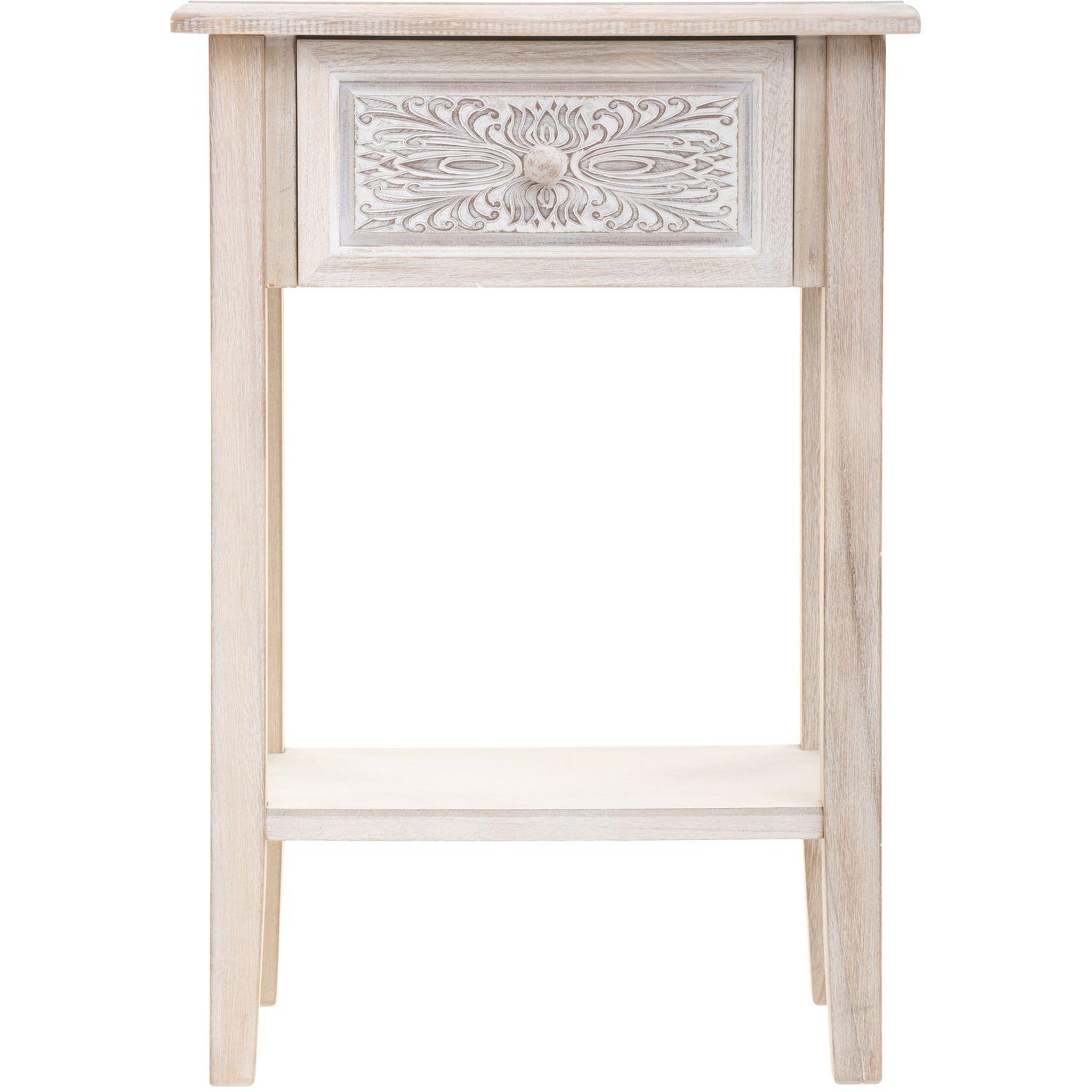 Voir la diapositive 2 : ATMOSPHERA Table de chevet hina 1 tiroir - hauteur 67,5 cm - bois blanchi
