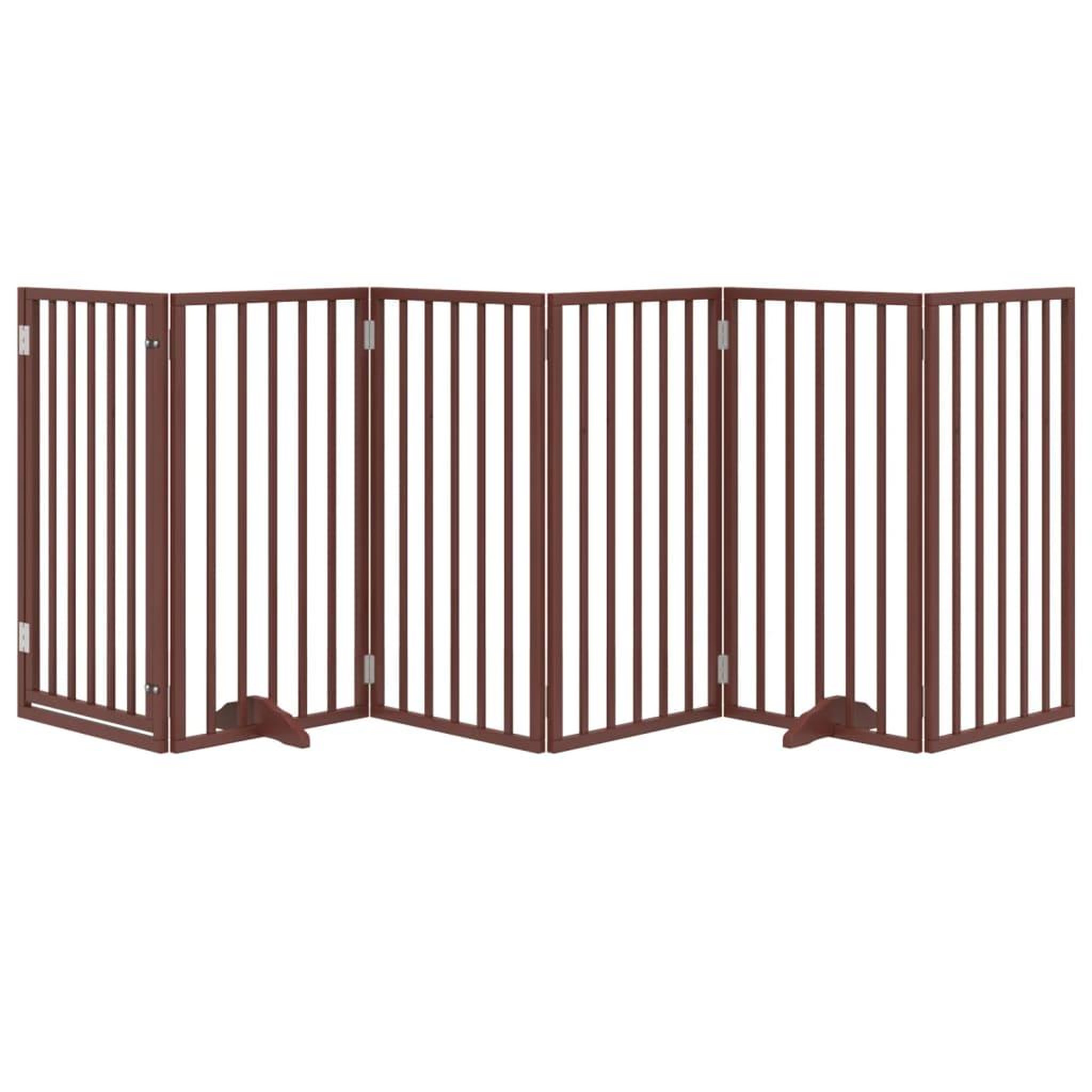 Voir la diapositive 3 : VIDAXL Barriere pour chiens avec porte 6 panneaux bois de peuplier