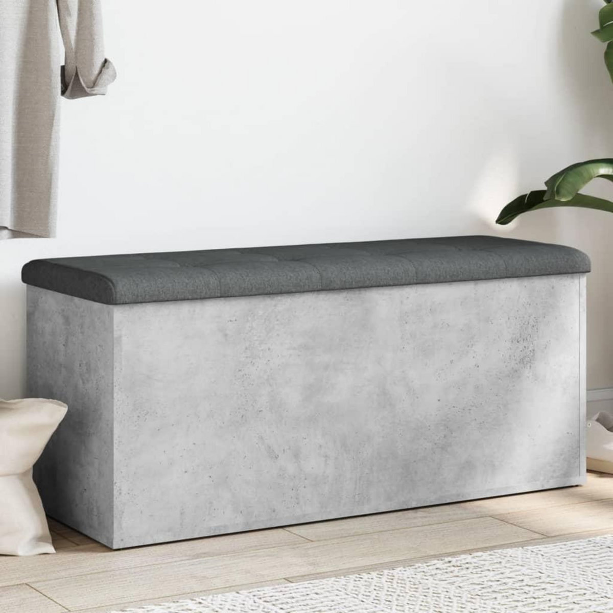 VIDAXL Banc de rangement gris beton 102x42x45 cm bois d'ingenierie