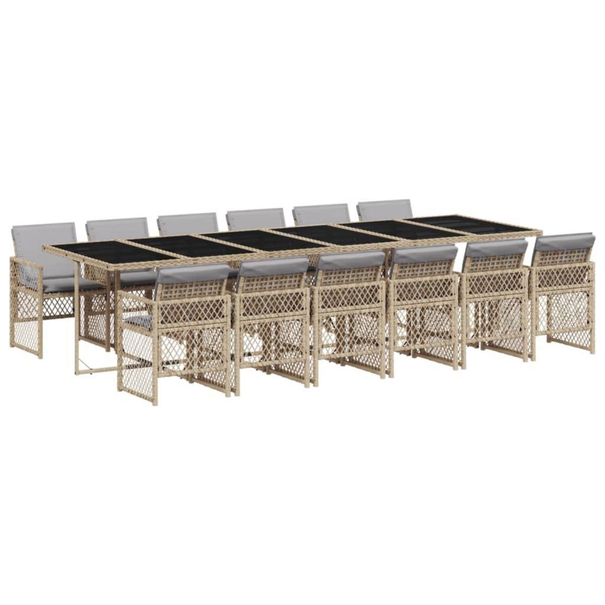 VIDAXL Ensemble a manger de jardin et coussins 13 pcs beige