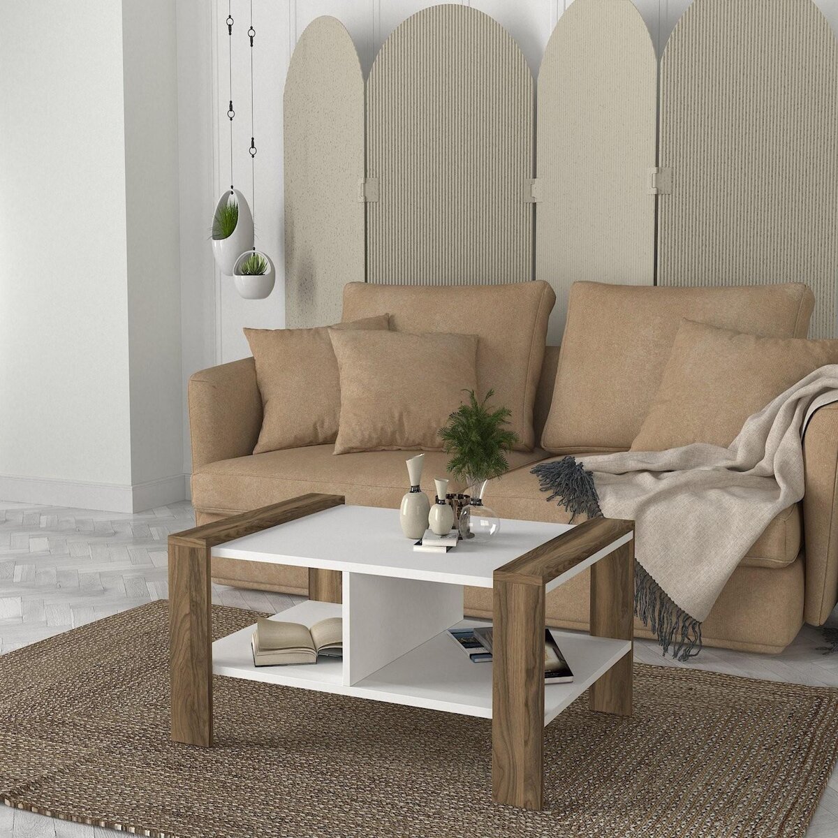 Habitat et Jardin Table basse en bois  Erica  - 90 x 60 x 42 cm - Blanc, Noyer