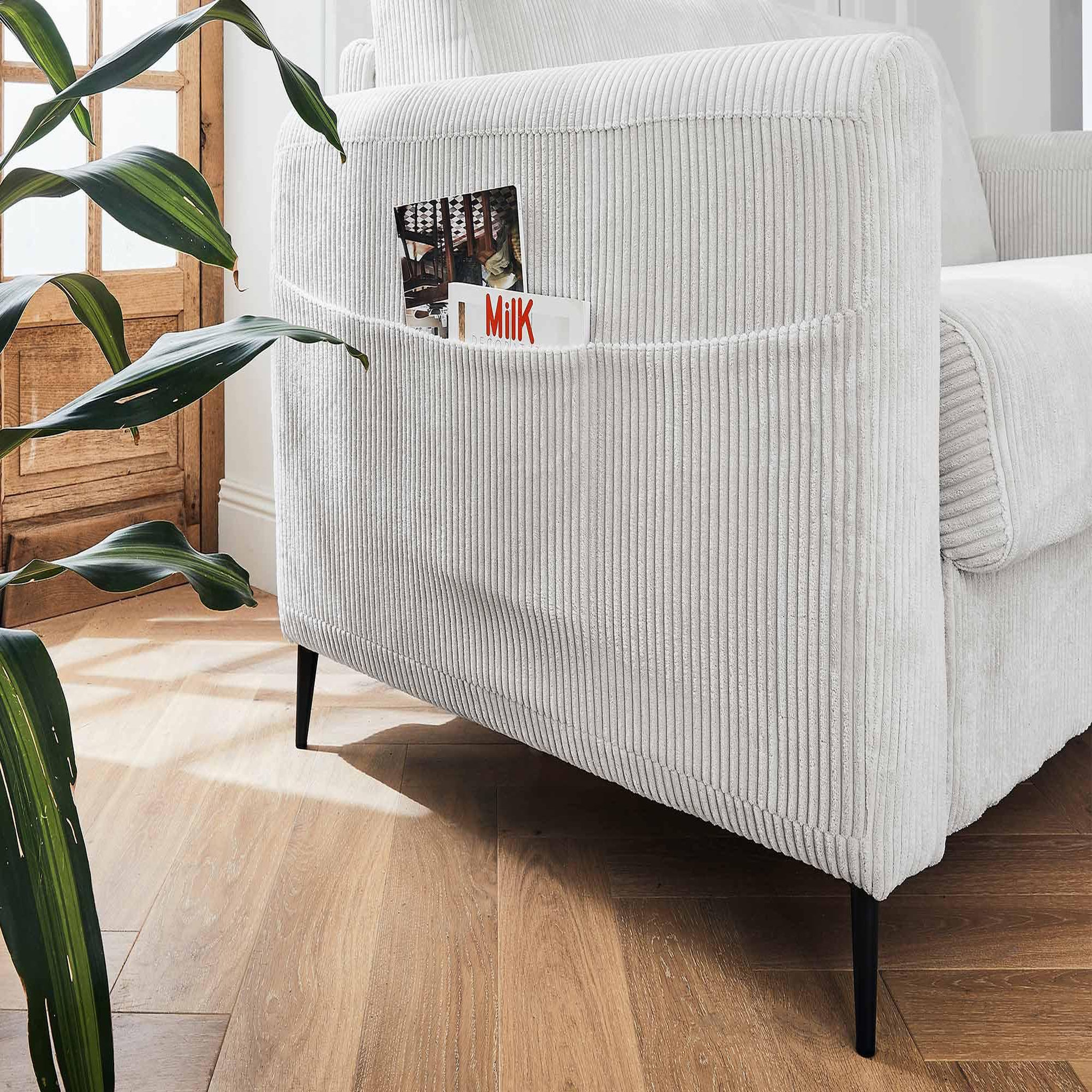 Voir la diapositive 6 : LISA DESIGN Owen - canapé 3 places convertible express couchage quotidien 140 cm matelas 12 cm en velours côtelé