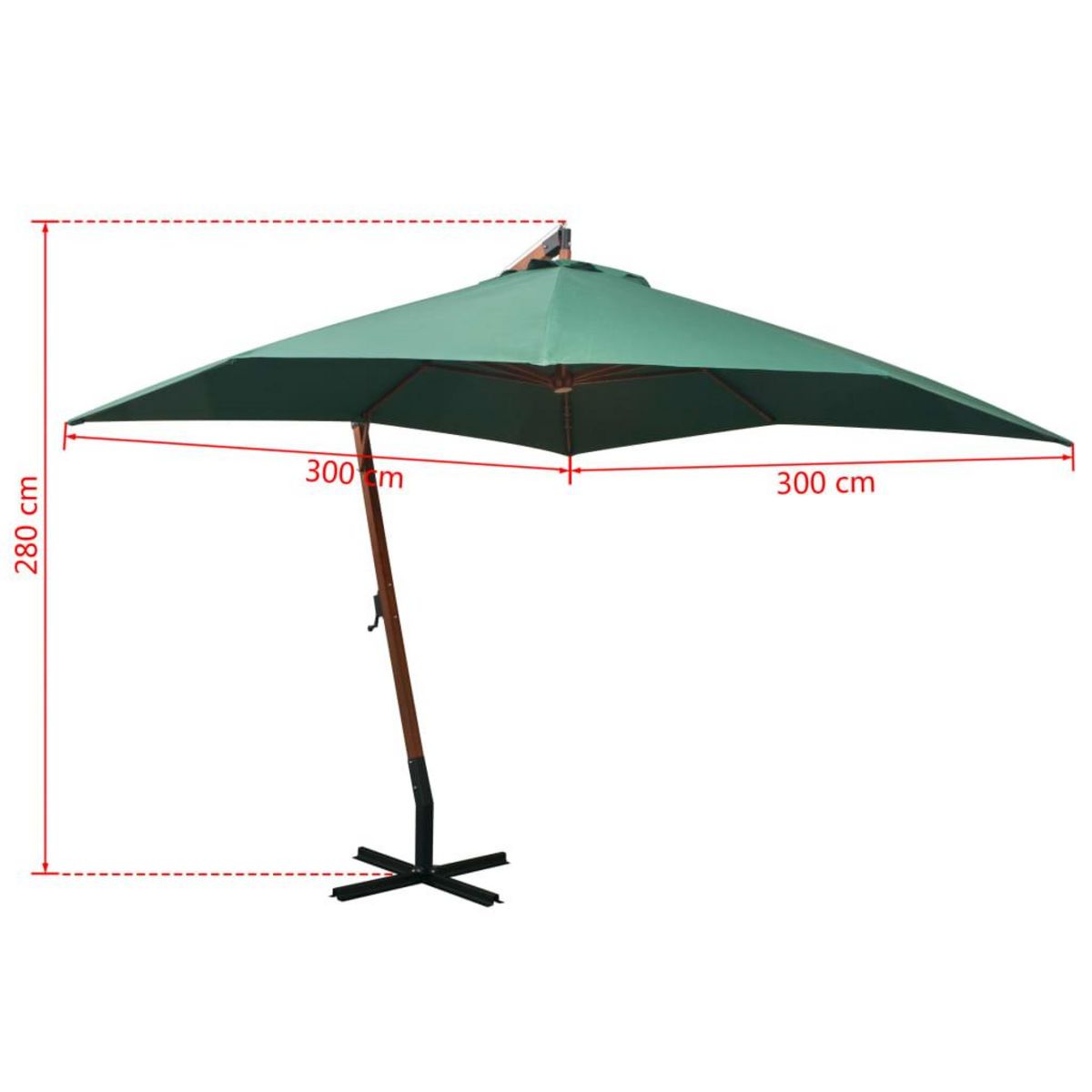 VIDAXL Parasol suspendu avec poteau en bois 300x300 cm vert
