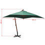 Voir la diapositive 6 : VIDAXL Parasol suspendu avec poteau en bois 300x300 cm vert