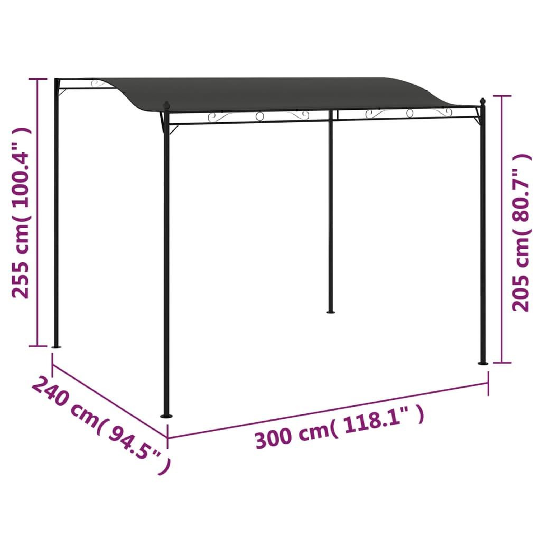 Voir la diapositive 6 : VIDAXL Auvent de parasol 3 x 2,4 m Anthracite