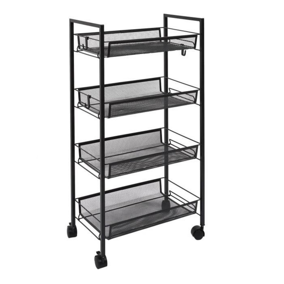 Paris Prix Desserte 4 Niveaux en Métal  Roulettes  84cm Noir