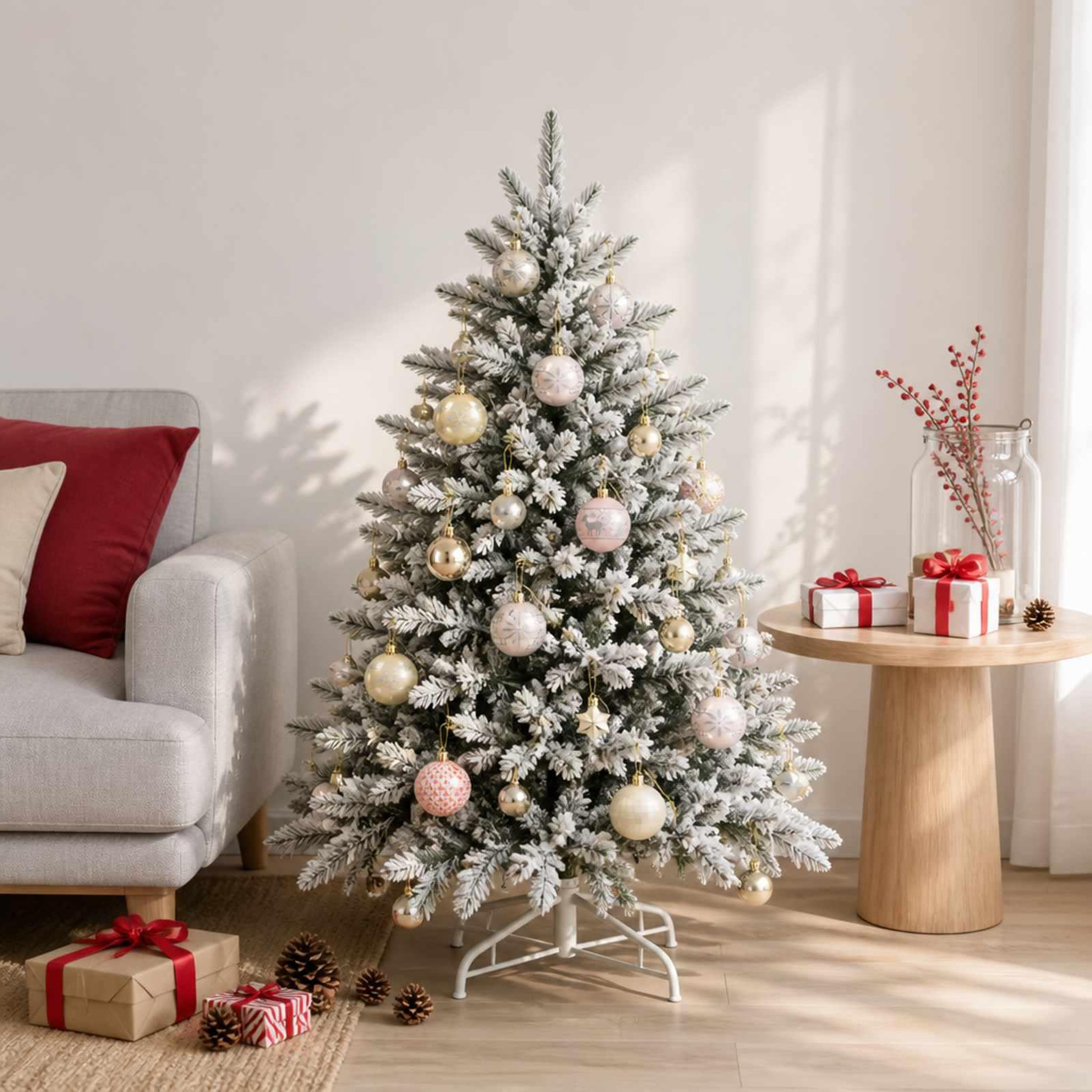 Voir la diapositive 2 : VIDAXL Ensemble de boules de Noël 88 pc Or rose et or Diam. 6 cm