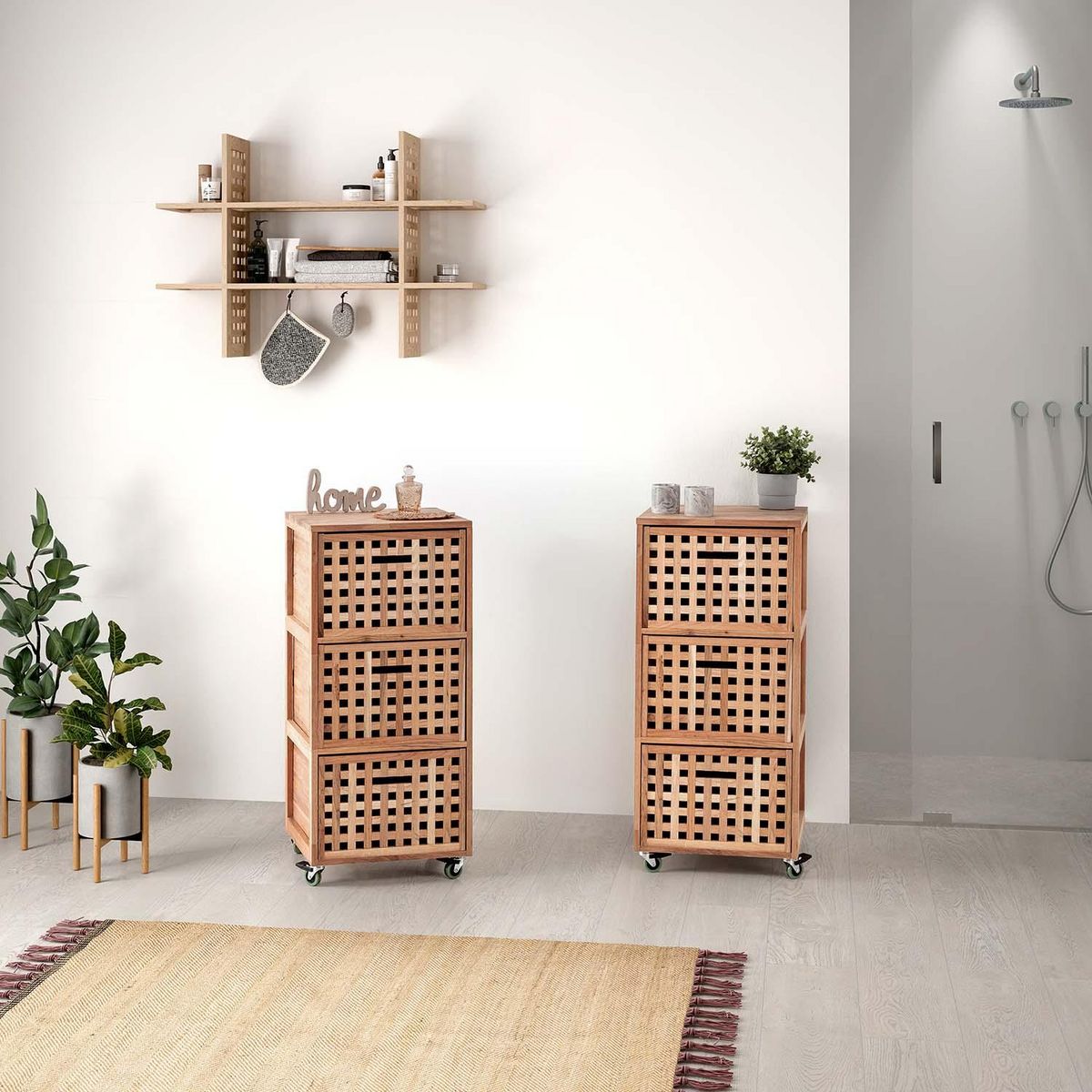 VS VENTA-STOCK Étagère Jaya en bois de noyer avec 6 compartiments