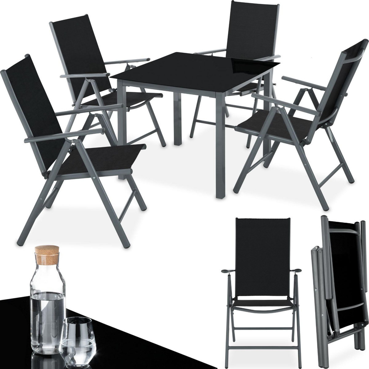 tectake Ensemble chaises de salle à manger gris anthracite