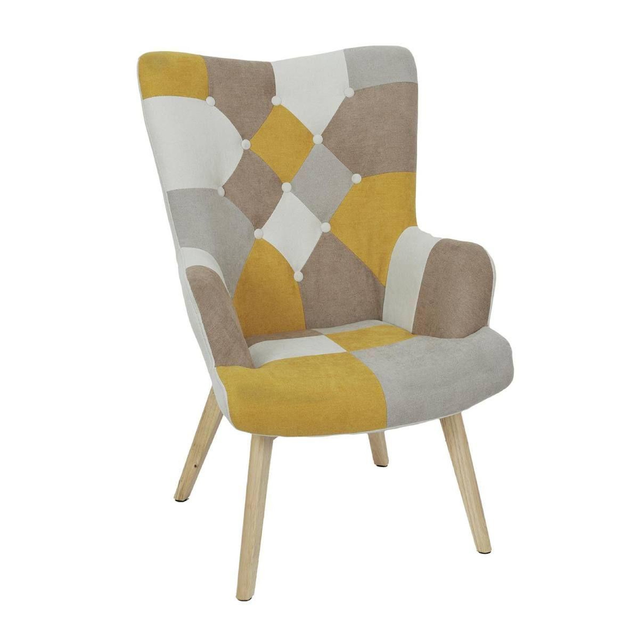 The Home Deco Factory Fauteuil patchwork  helsinki  99cm jaune
