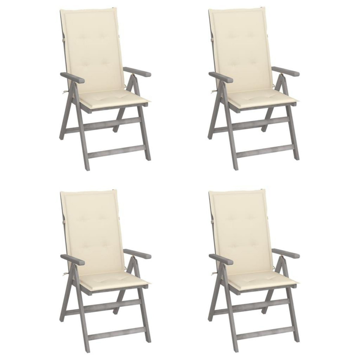 VIDAXL Chaises inclinables de jardin lot de 4 et coussins Bois acacia