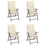 VIDAXL Chaises inclinables de jardin lot de 4 et coussins Bois acacia