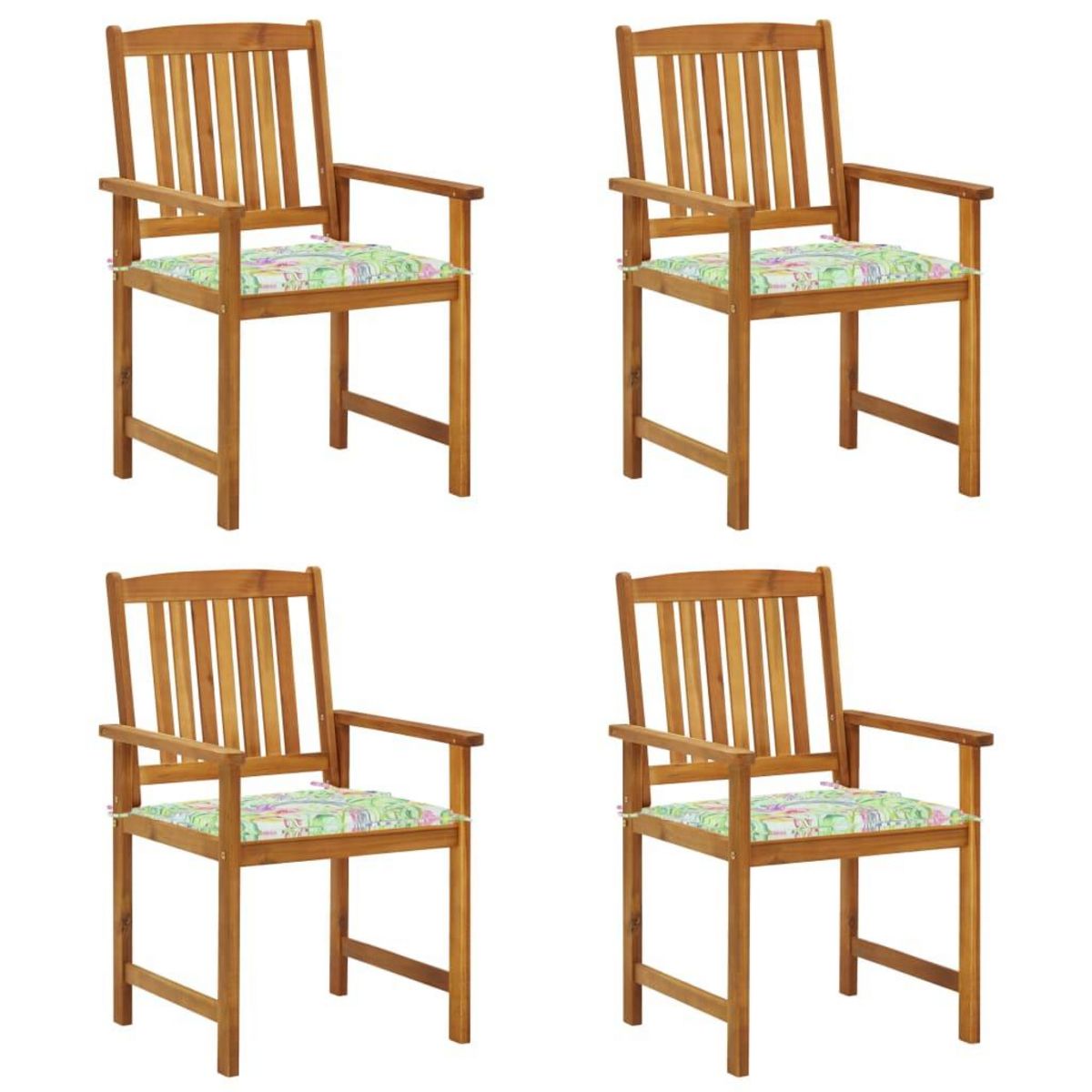 VIDAXL Chaises de jardin avec coussins lot de 4 Bois d'acacia massif