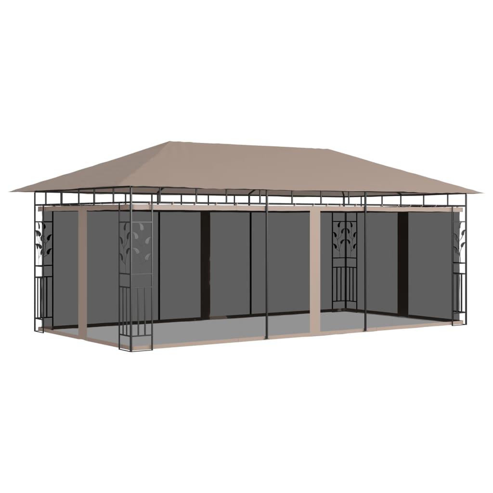 Voir la diapositive 1 : VIDAXL Belvedere avec moustiquaire 6x3x2,73 m Taupe 180 g/m^2