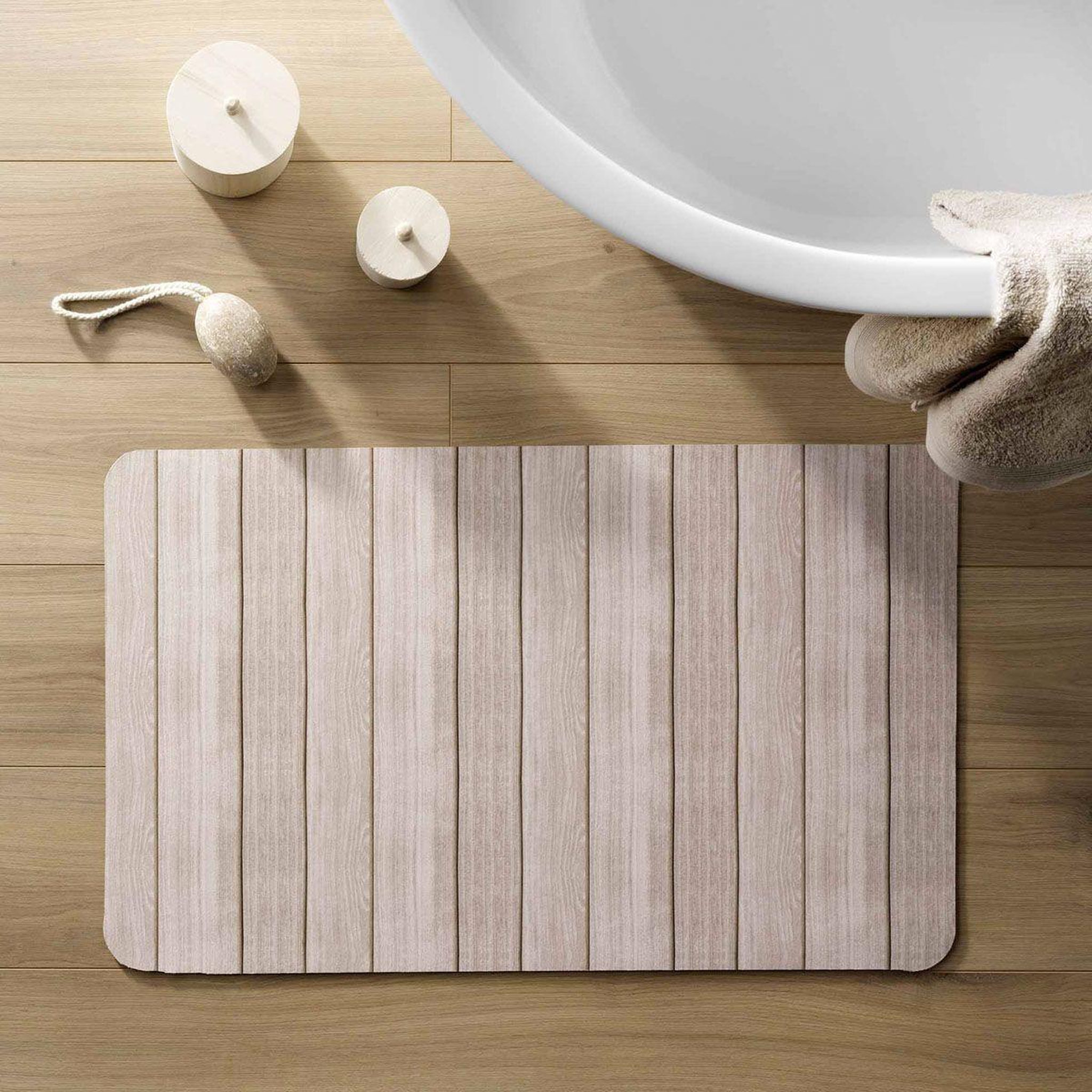 Voir la diapositive 5 : Douceur d'Intérieur Tapis de bain imprimé  calista  50x80cm naturel