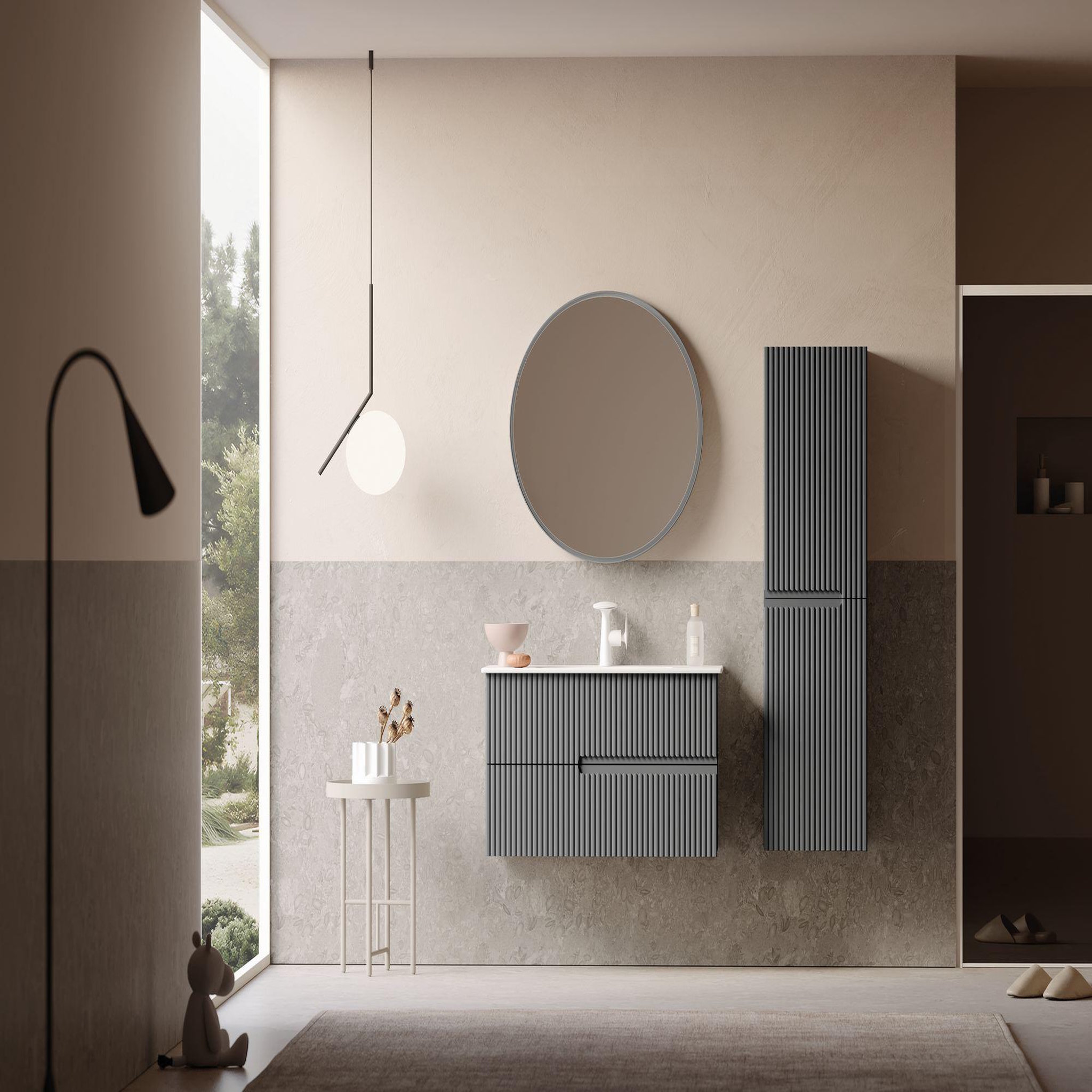 Voir la diapositive 3 : Habitat et Jardin Armoire de Salle de Bain  Moonlight 40  - 40 x 27 x 138 cm - Matte Grey