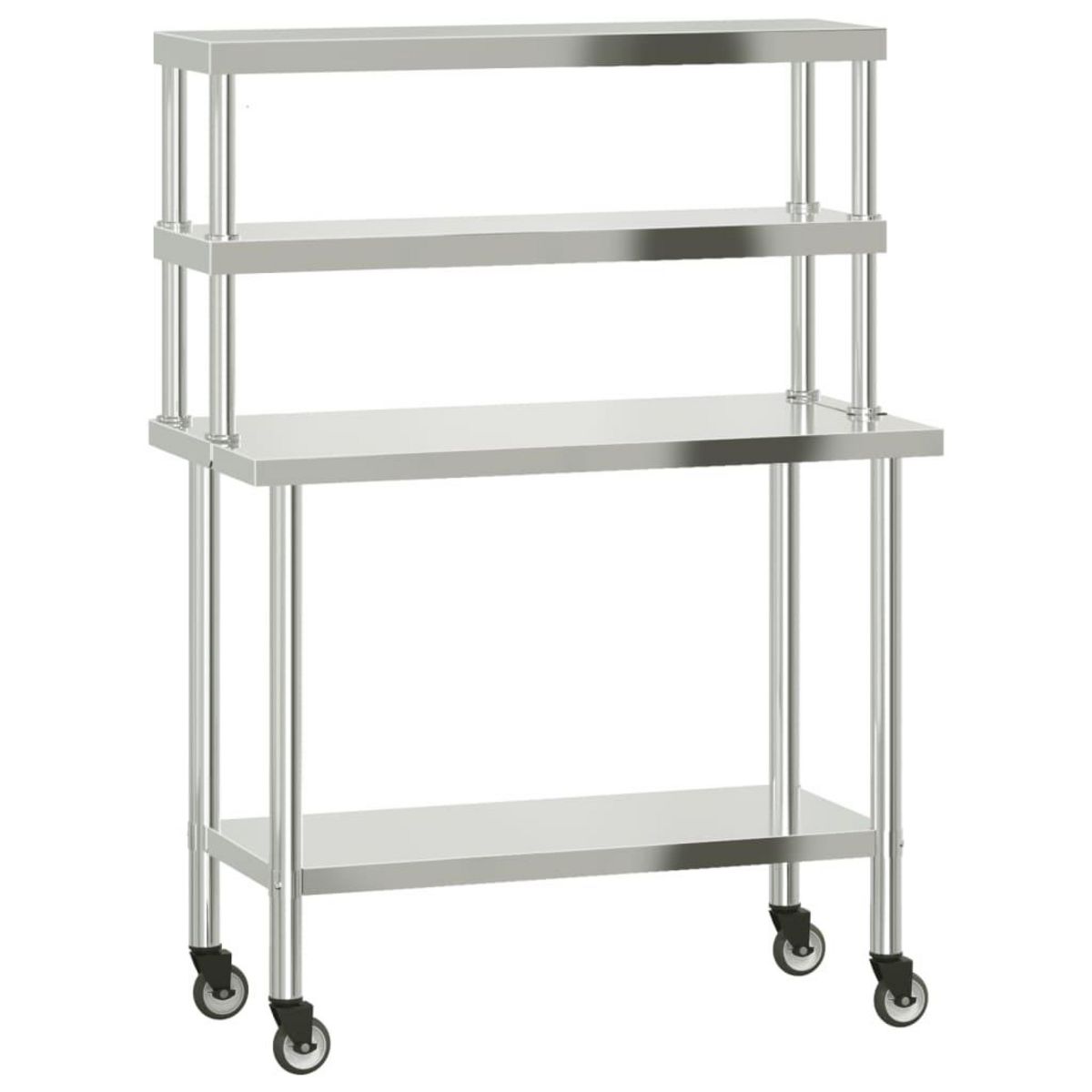 VIDAXL Table de travail de cuisine avec etagere 110x55x150 cm inox