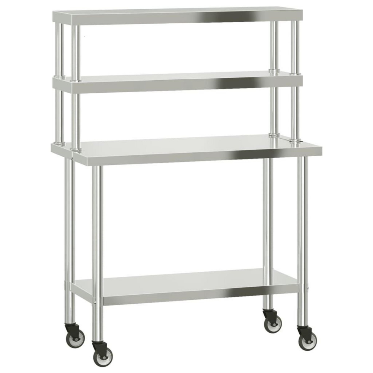 VIDAXL Table de travail de cuisine avec etagere 110x55x150 cm inox