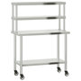 Voir la diapositive 2 : VIDAXL Table de travail de cuisine avec etagere 110x55x150 cm inox