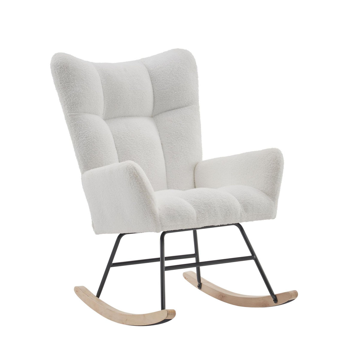 MERAX Fauteuil à Bascule Chaise à Bascule Rocking Chair Fauteuil Relax Teddy Blanc