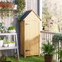 Voir la diapositive 2 : OUTSUNNY Armoire abri de jardin remise pour outils 3 étagères porte loquet toit pente bitumé dim. 77L x 54l x 179H cm bois sapin pré-huilé