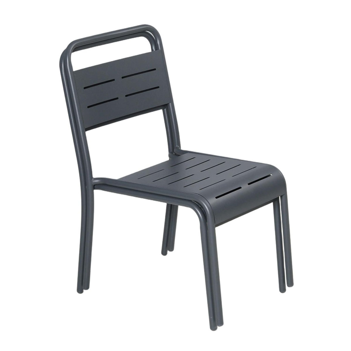 CONCEPT USINE Lot de 2 chaises de jardin empilables gris foncé BERGAME