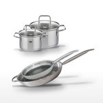 ELO Lot 2 Poêles 28/32cm & 2 Faitouts 16/20cm Elo Relief Solution