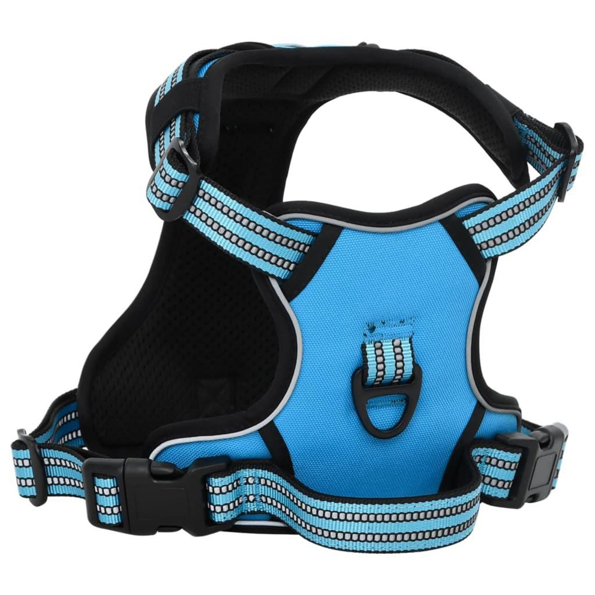 VIDAXL Harnais pour chien avec laisse et collier reglables bleu M
