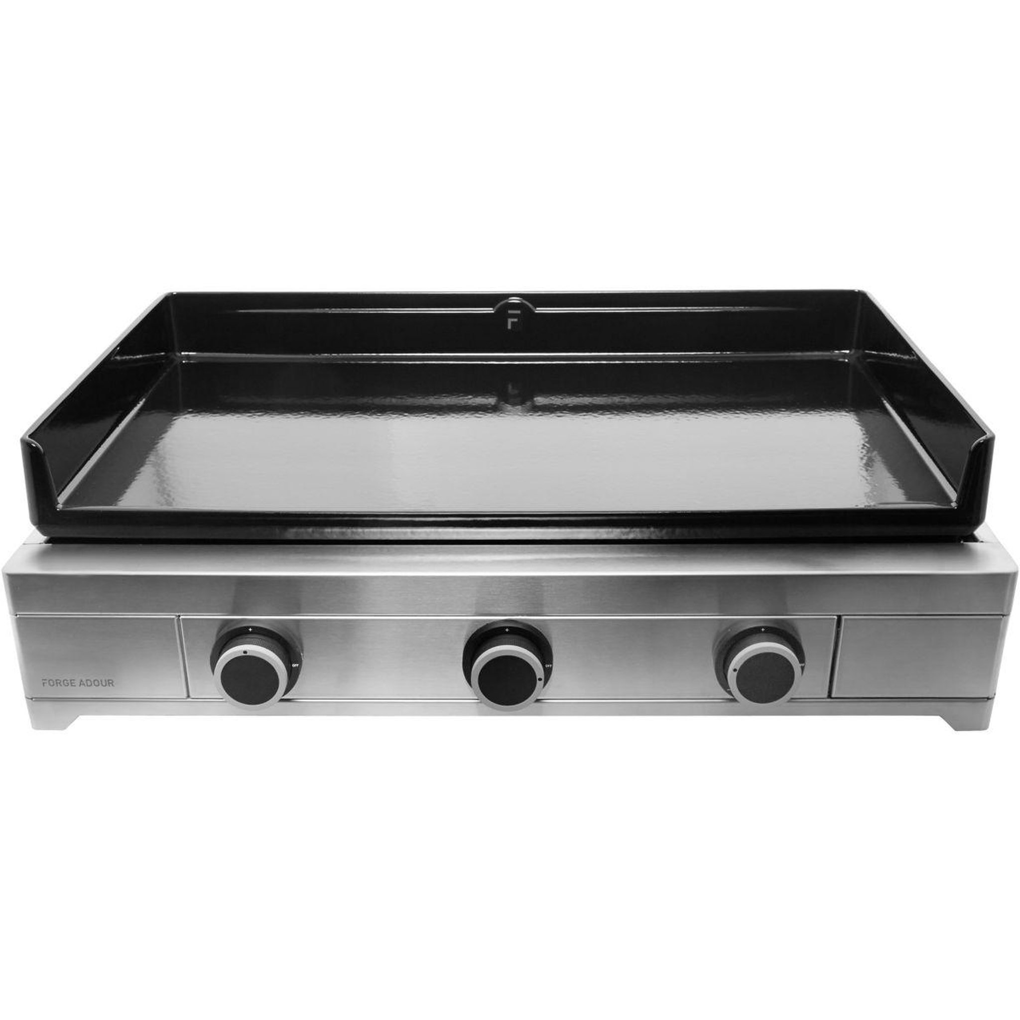 Voir la diapositive 2 : FORGE ADOUR Plancha gaz modern 75 inox 3 brûleurs à poser, 74.4x40.2 cm