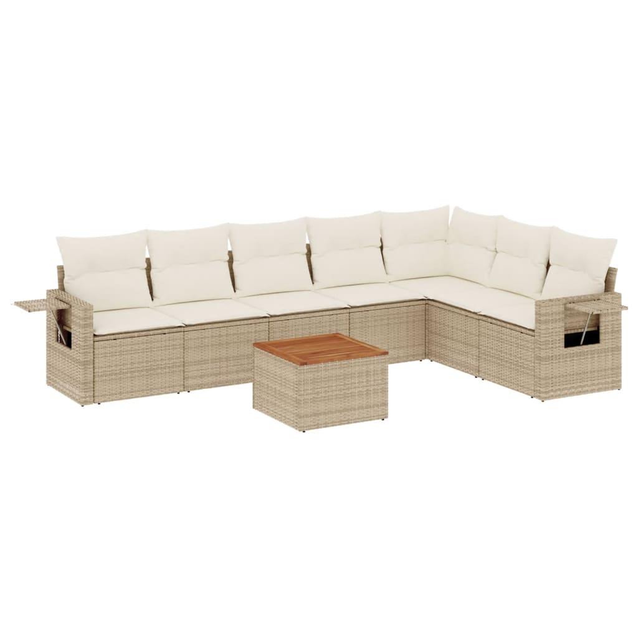 Voir la diapositive 2 : VIDAXL Salon de jardin avec coussins 8 pcs beige resine tressee