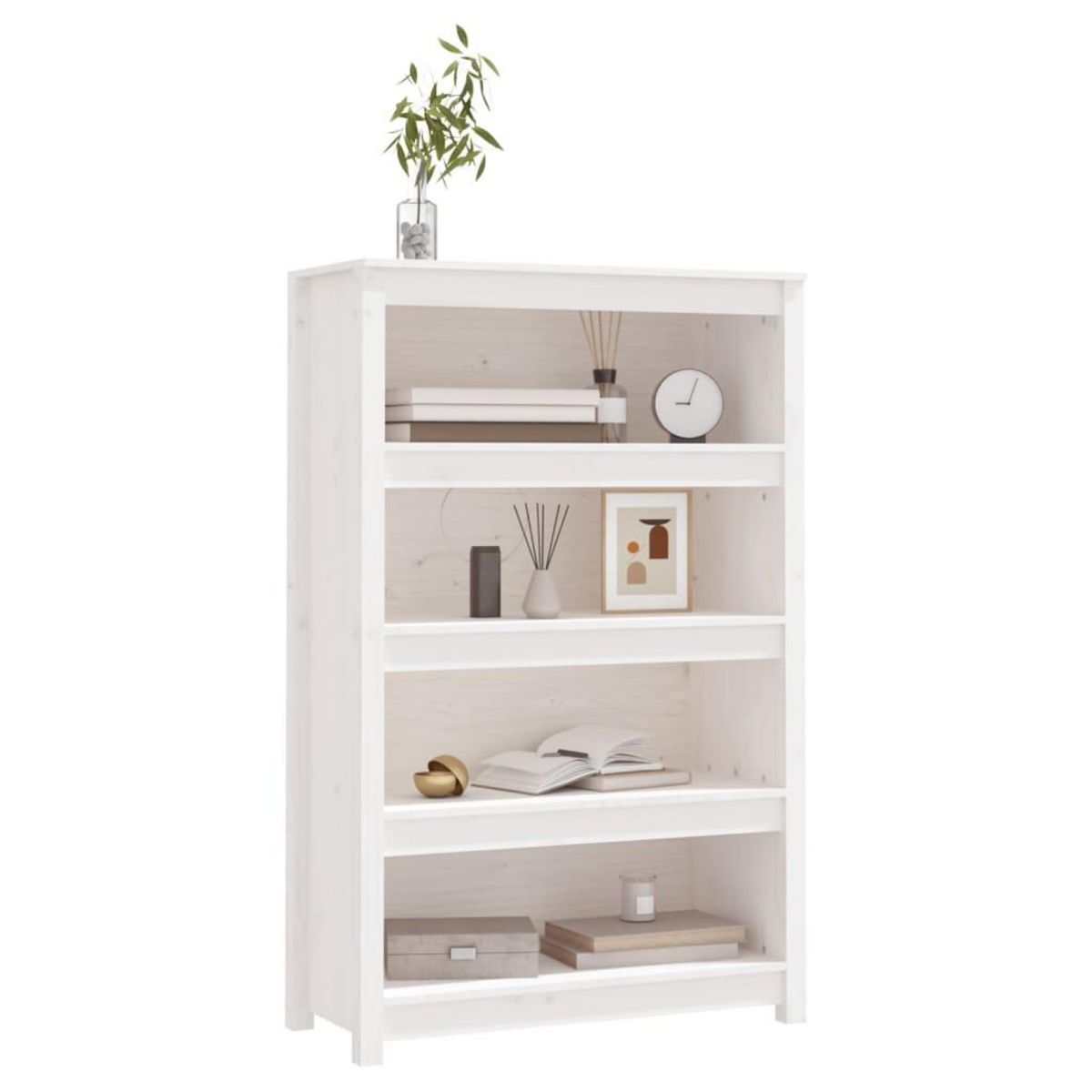 VIDAXL Bibliotheque Blanc 80x35x126 cm Bois de pin massif