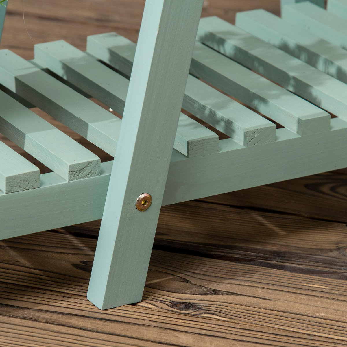 OUTSUNNY Étagère à fleurs pyramidale en bois - porte plante bois 3 étagères - dim. 76L x 26l x 76H cm - sapin vert d'eau