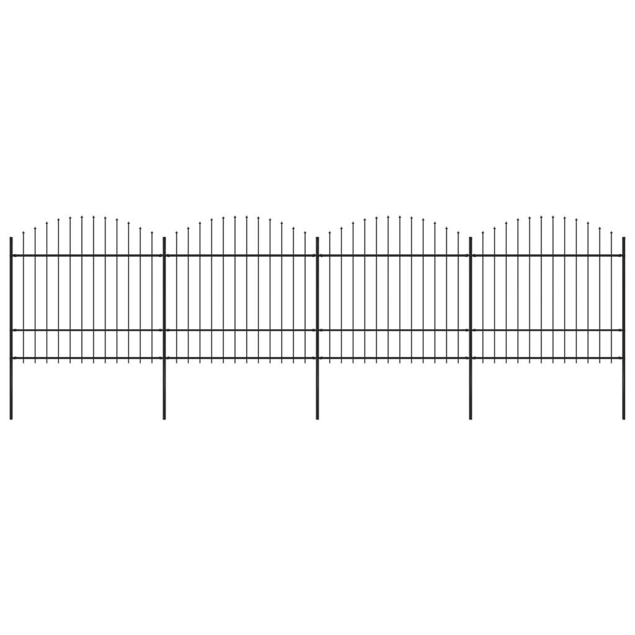 VIDAXL Cloture de jardin a dessus en lance Acier (1,5-1,75)x6,8 m Noir