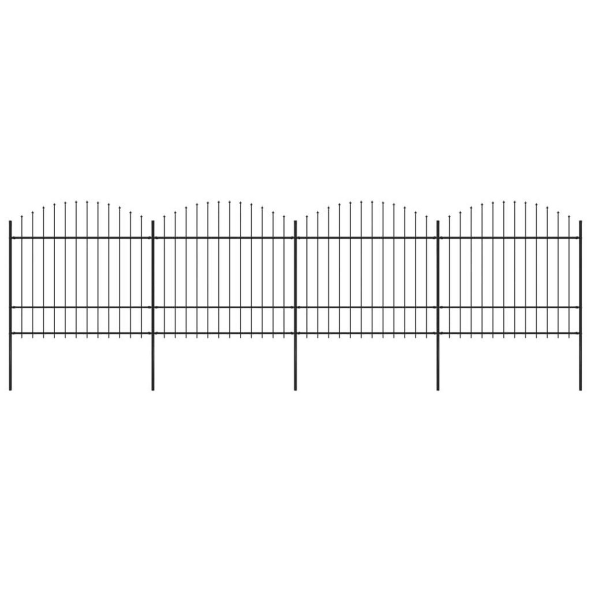 VIDAXL Cloture de jardin a dessus en lance Acier (1,5-1,75)x6,8 m Noir